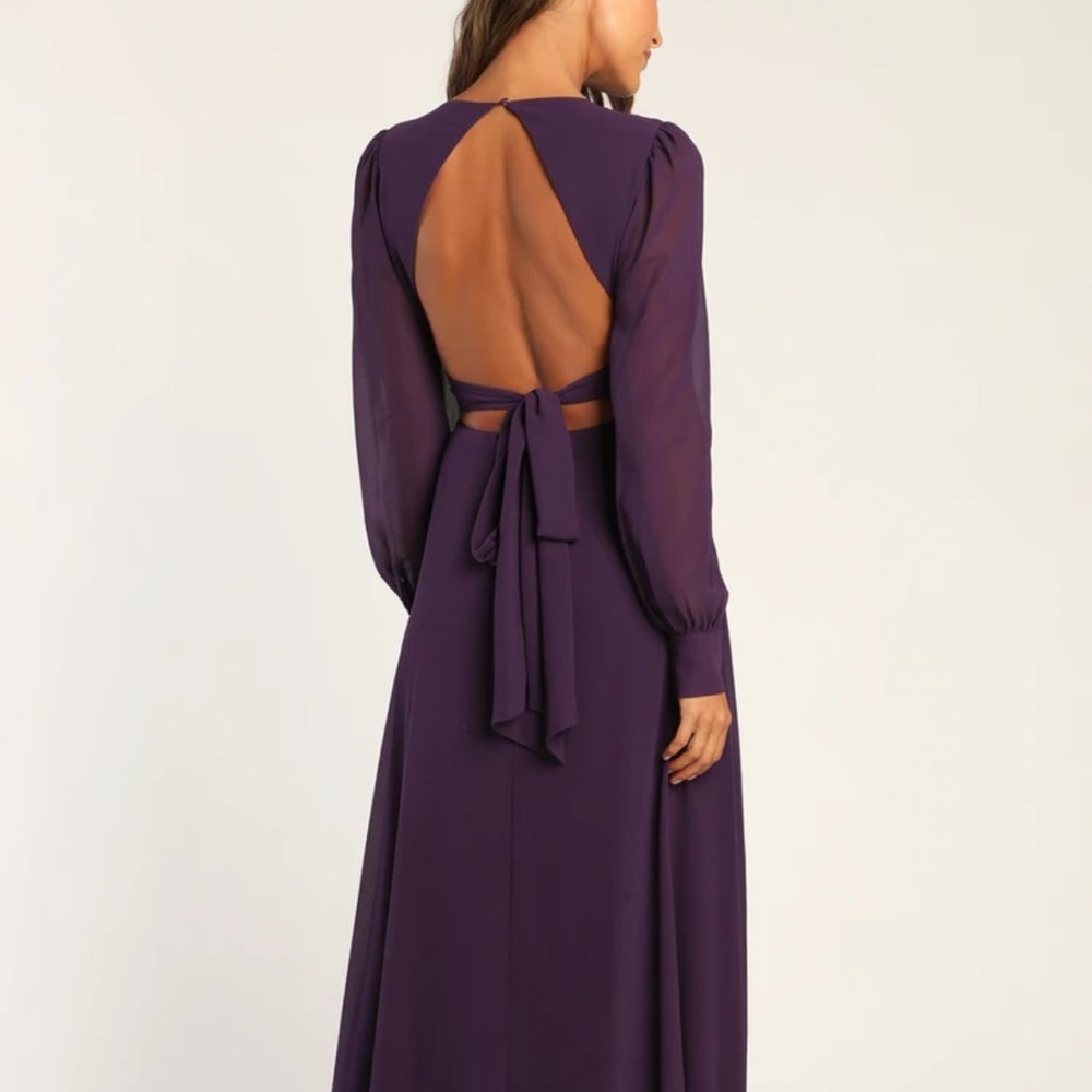 Lulus Purple Long Sleeve Backless Maxi Dress size Small
